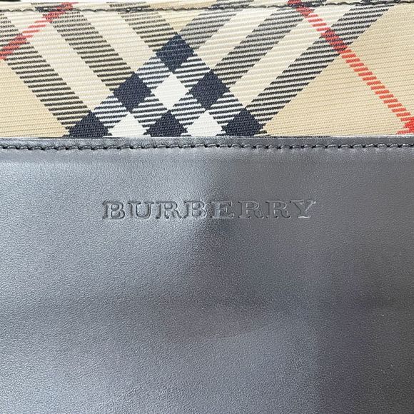 BURBERRY Tote Bag London Logo Partial Check Square Type Women's Black 20502596 - Picture 4 of 15